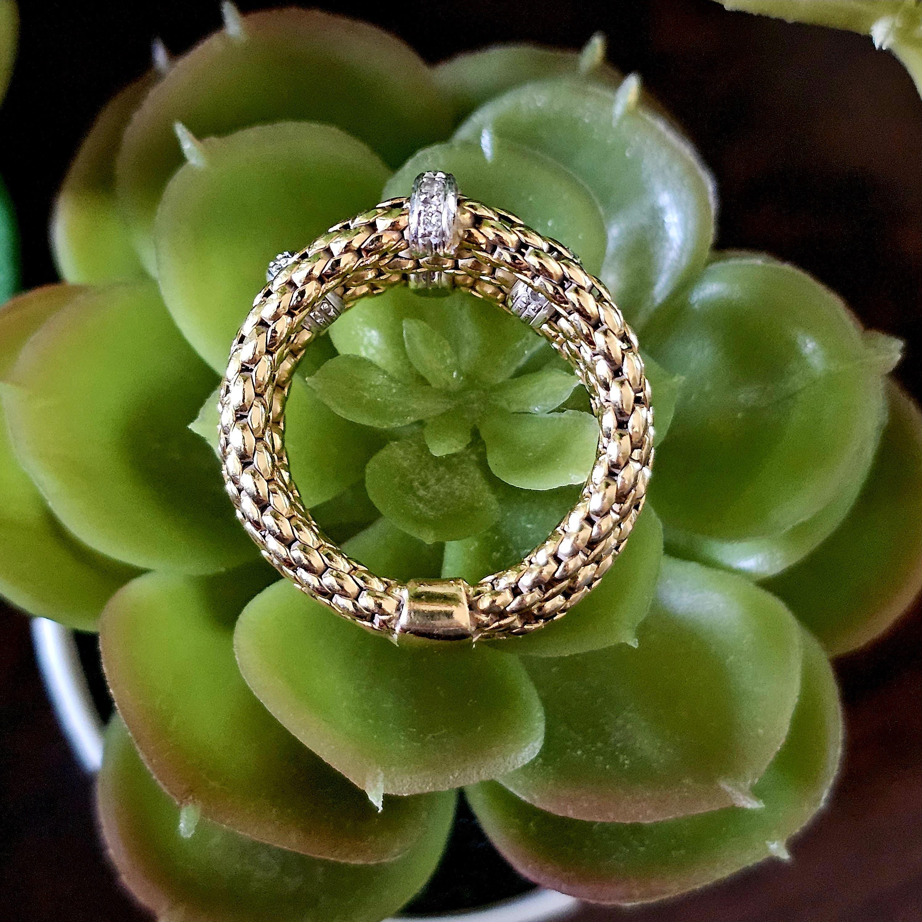 Italian Fope 18k & Diamond Flex Ring - Etsy