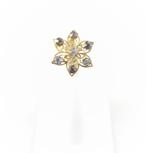 Art Deco 10k Filigree Glass Flower Star Burst Pin - image 4
