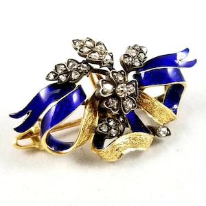 Art Nouveau 18k, Silver & Diamond Plique A Jour Enamel Pendant / Brooch
