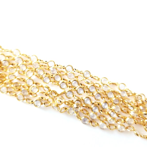 Gold Tone Crystal Stack Necklace - image 4