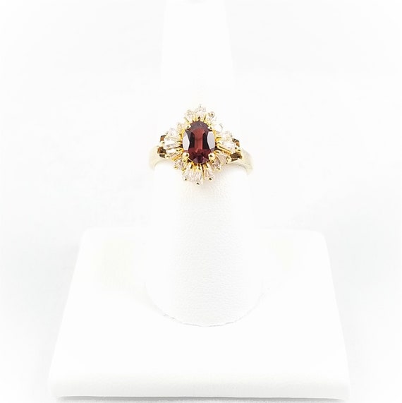 Sterling Silver Gold Plate Red & Clear CZ Balleri… - image 6