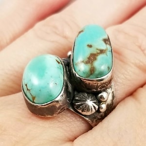 Vintage Turquoise Two Stone Ring