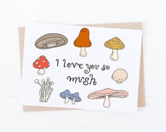 I Love You So Mush - Cute Punny Valentine's Day Card, Food Pun Greeting Card, Blank Inside