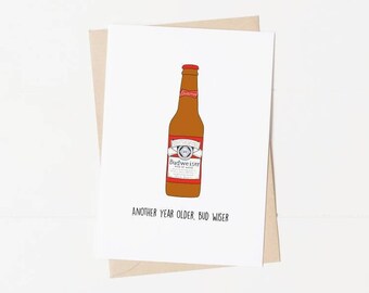 Punny Birthday Card, Handmade Greeting Card, For Him, Beer Birthday Card