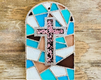 Mosaic Cross Window Car Freshie
