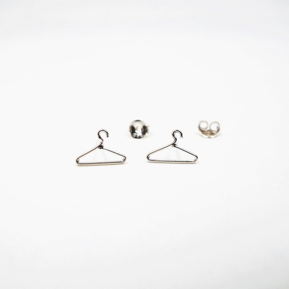 Hanger Earrings Sterling Silver Coat Hanger Earrings Clothes Etsy