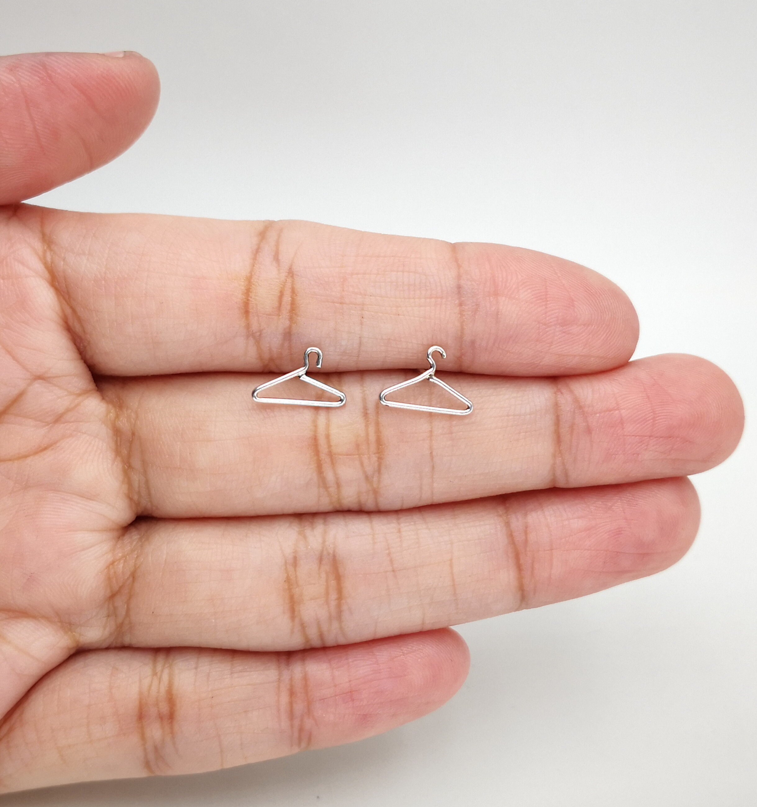 Wire Earrings Cloth Hanger Earrings Sterling Silver Stud Etsy