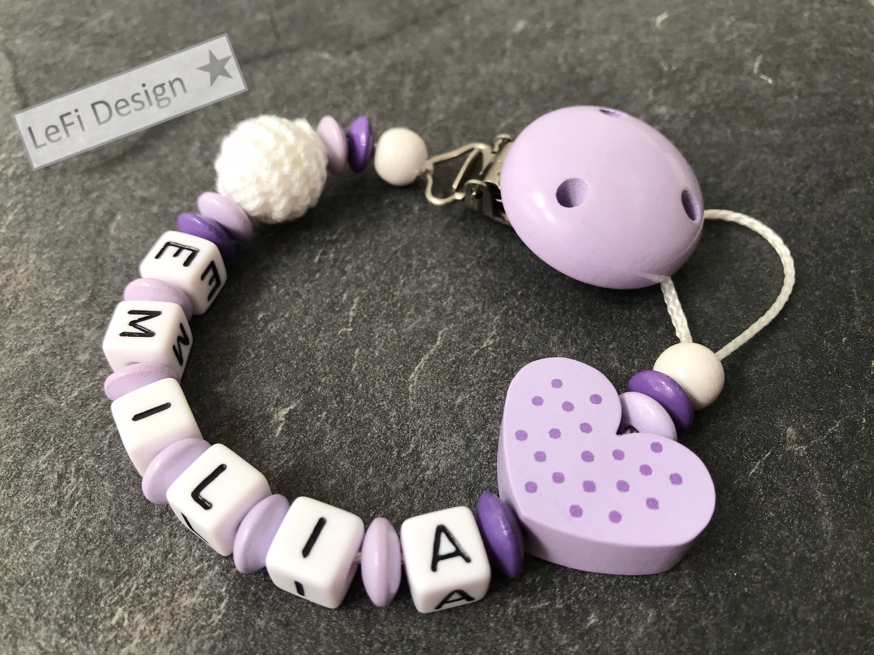 Pacifier necklace with name personalized handmade heart Etsy