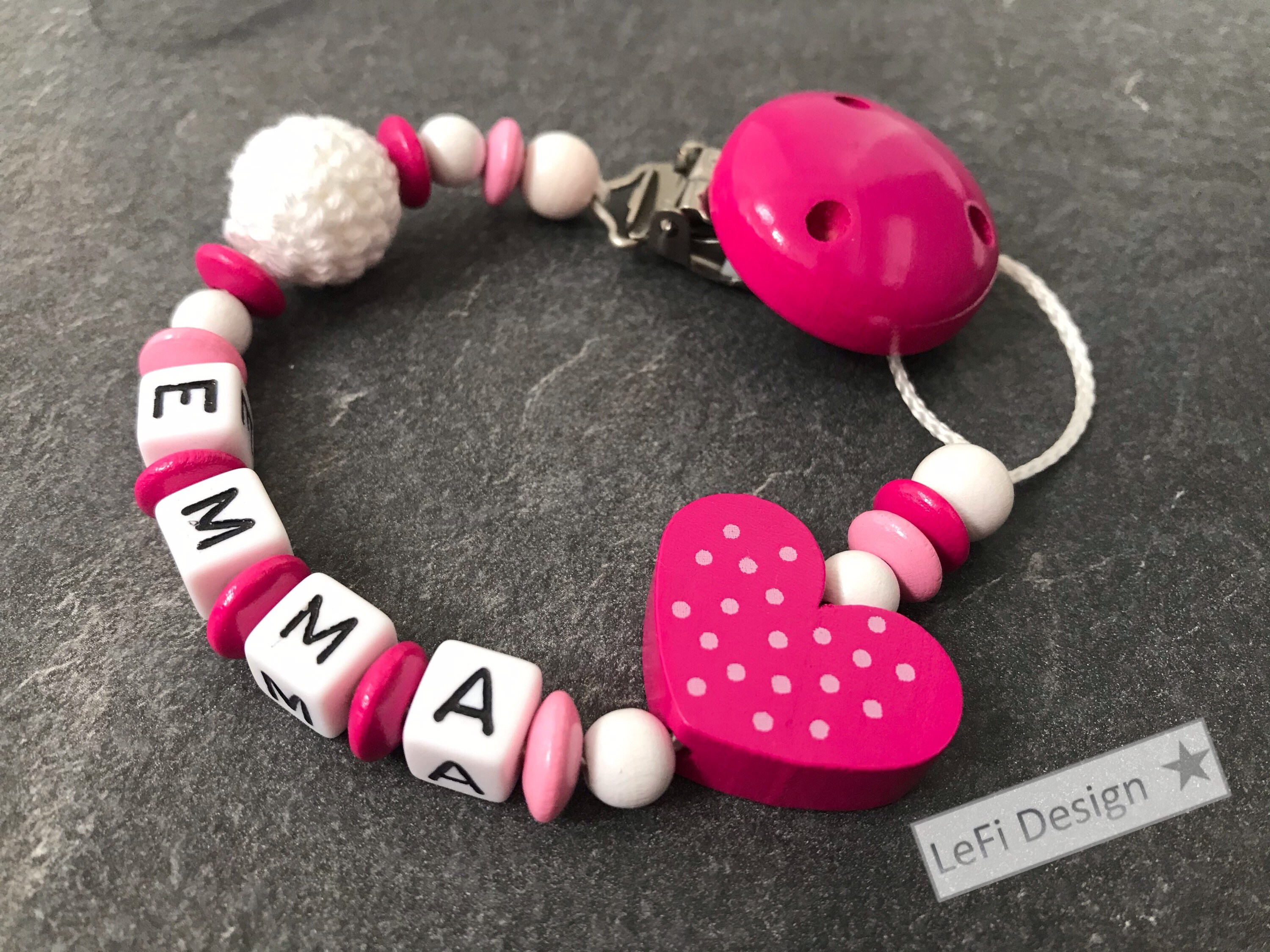 Pacifier necklace with name personalized handmade heart Etsy