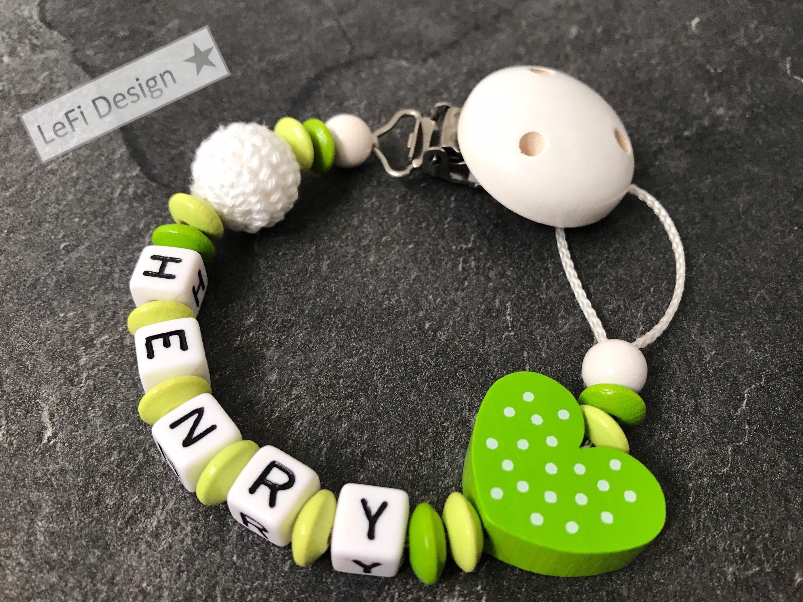 Pacifier necklace with name personalized handmade heart Etsy