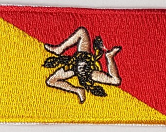 thumbnail image 2 of SICILE 70 X 45mm Italy Embroidered Sewing Flag Patch - Palermo Club - Blanc 2 of 4