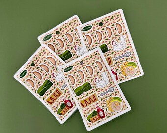 4 Original Sticker sets of Pasteles, Empanadillas, Tostones