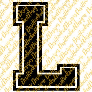 Padrão gráfico de crochê com letra "L" do time do colégio