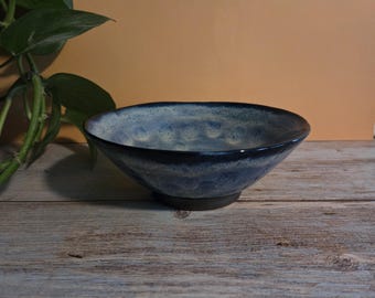 Handmade ceramic Flared Small Ramen bowl with floating glaze