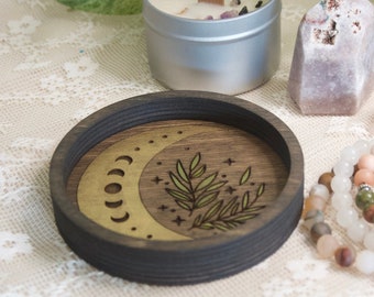 Trinket Dishes, Crescent Moon Jewelry Dish, Ring Dish, Wooden Jewelry Tray, 30th Birthday Gift for Her