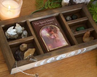 Handmade Wooden Crystal Storage Box: Tarot Card & Altar Decor