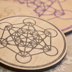 Metatrons Cube Crystal Grid, Wood Crystal Grid Board, 30th Birthday Gift for Her
