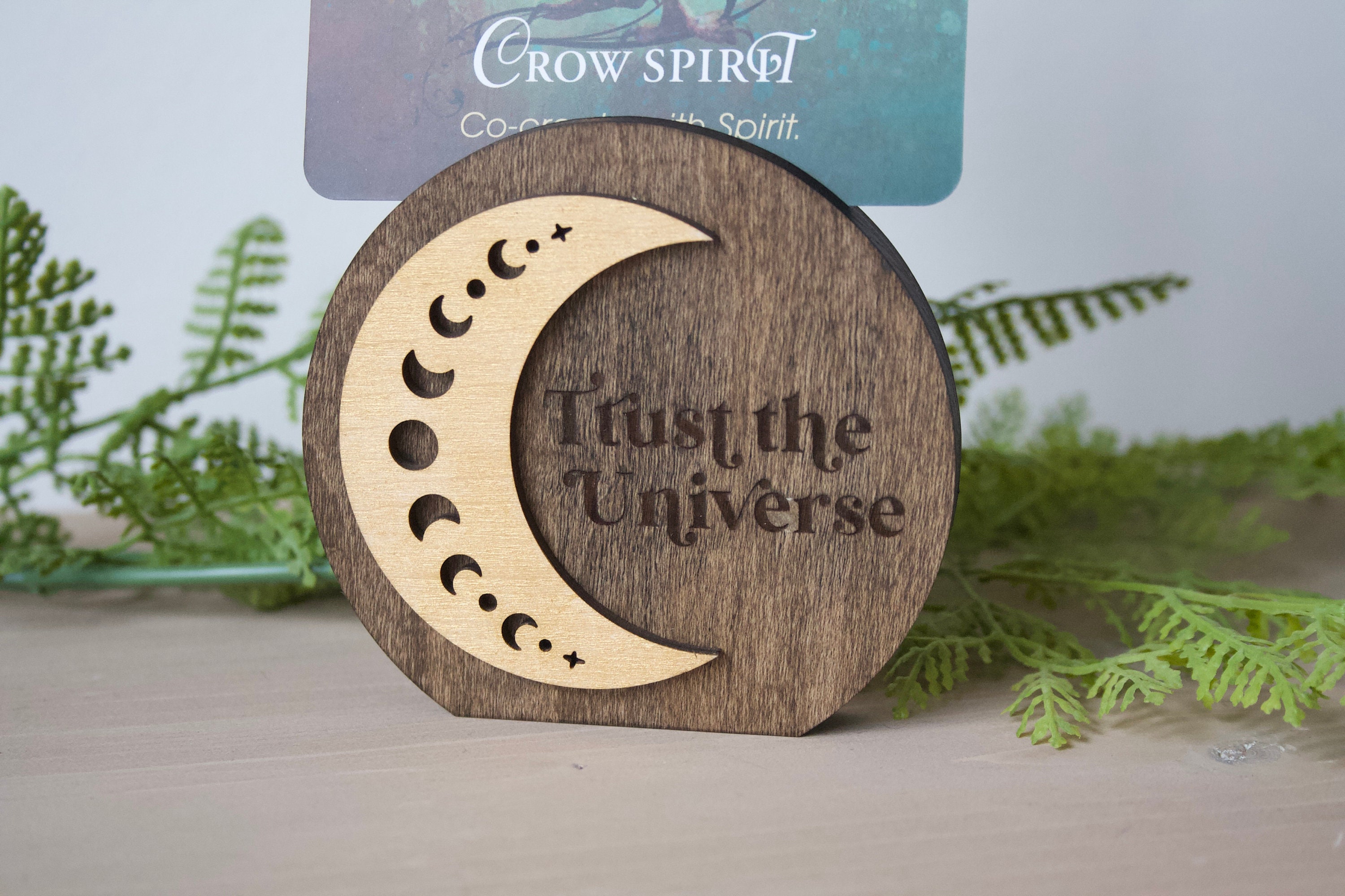 Crescent Moon Tarot Card Holder: Handcrafted Altar Decor