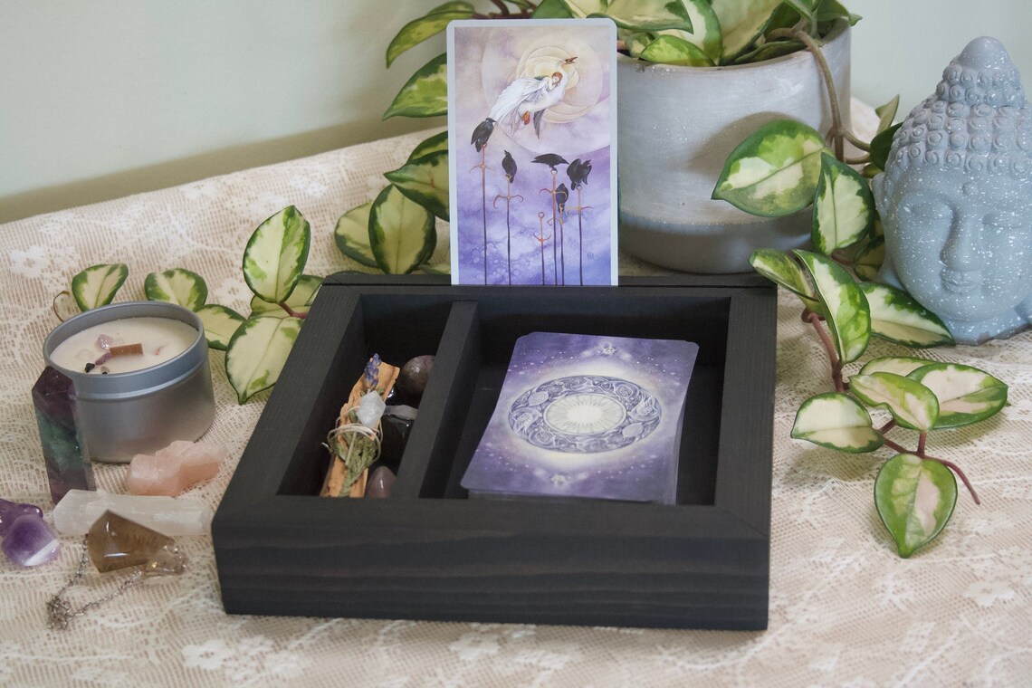 Tarot Card Box Wooden Box with Compartments Wooden Tarot Etsy
