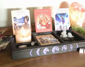 Moon Phases Tarot Card Box: Hand-Painted Altar Box