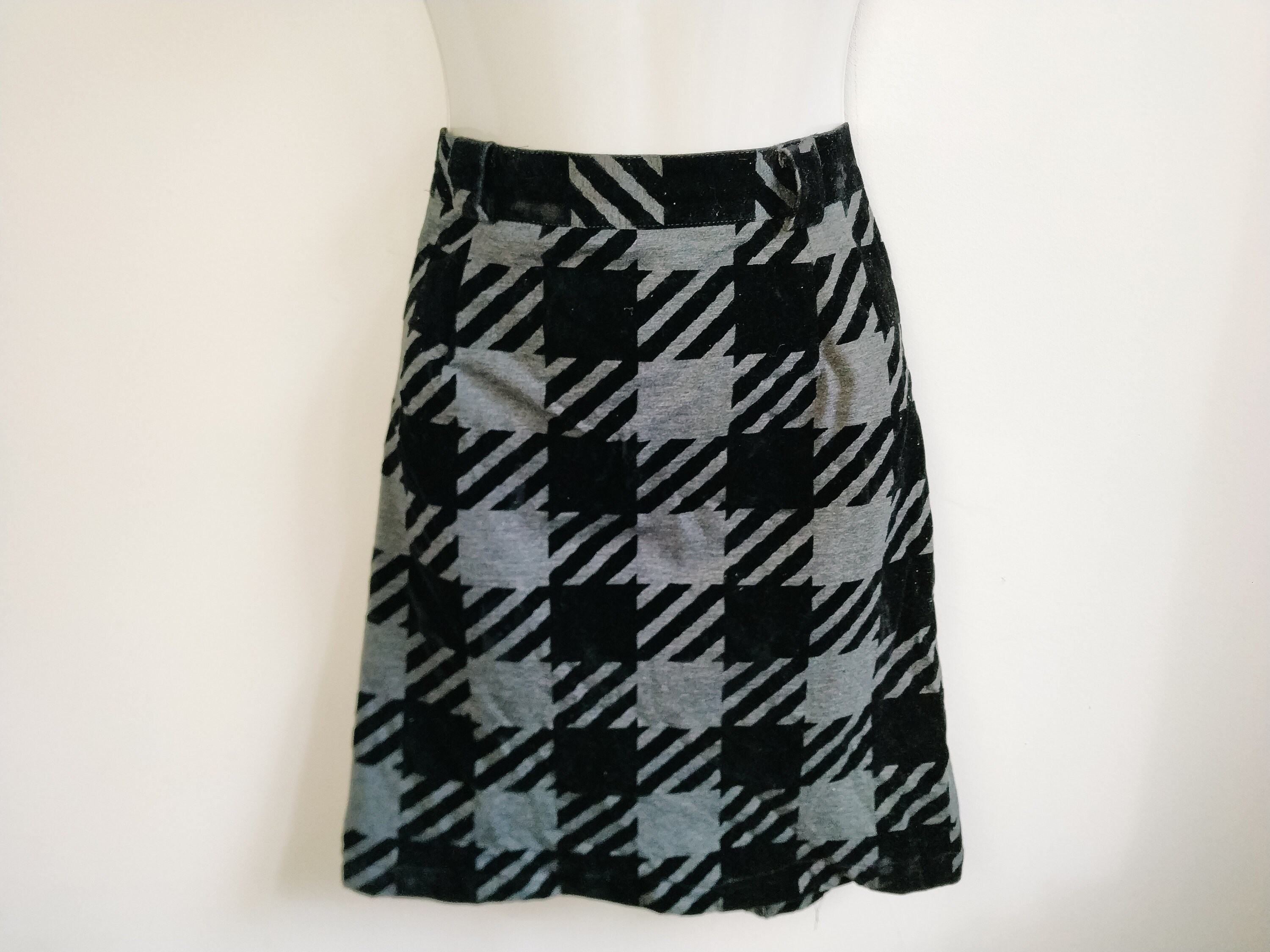 Vintage gray black mini skirt M L size goose foot skirt wool | Etsy