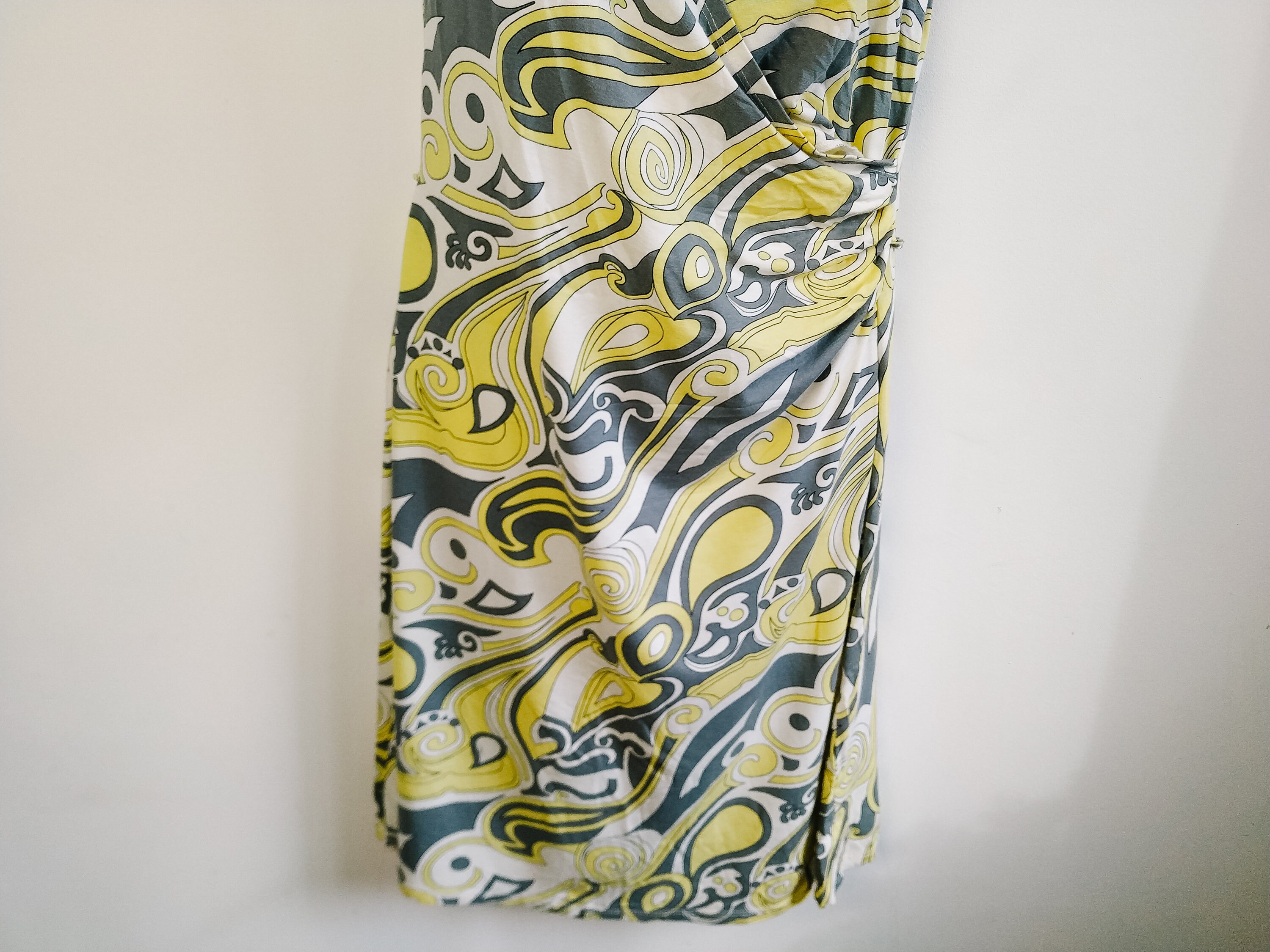 Vintage gray yellow spring summer dress M L size geometric Etsy