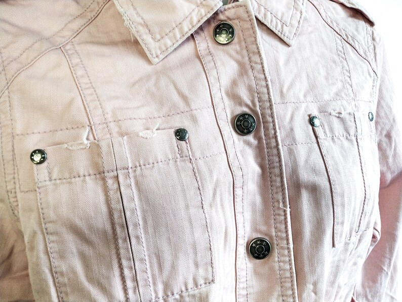 Vintage Blush Pink Denim Jacket Slim Raw Edge Wash Jacket Etsy