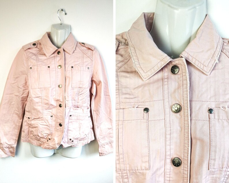 Vintage Blush Pink Denim Jacket Slim Raw Edge Wash Jacket Etsy