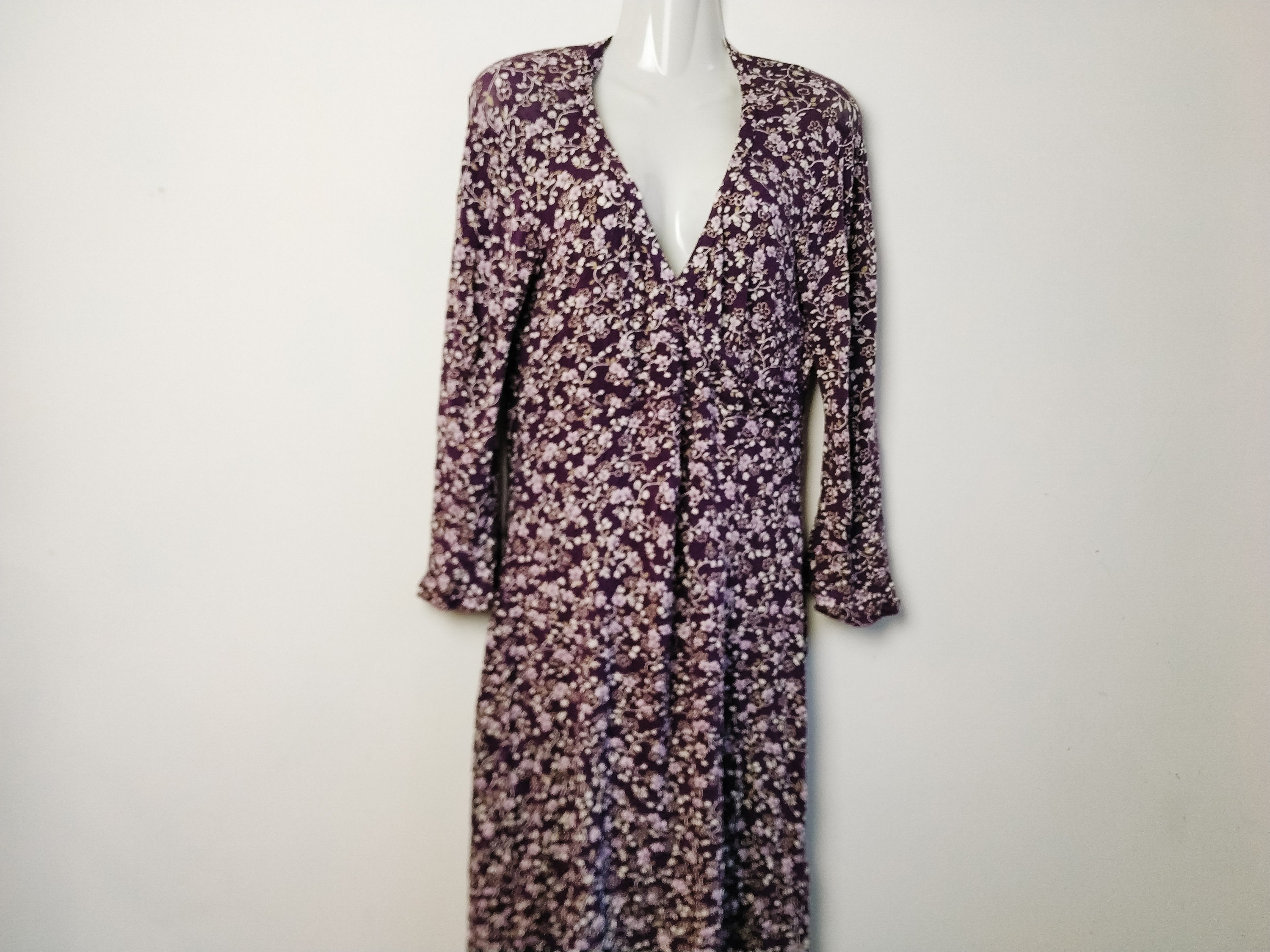 Vintage Purple Floral Dress Wrap Maxi Dress Purple Dress | Etsy