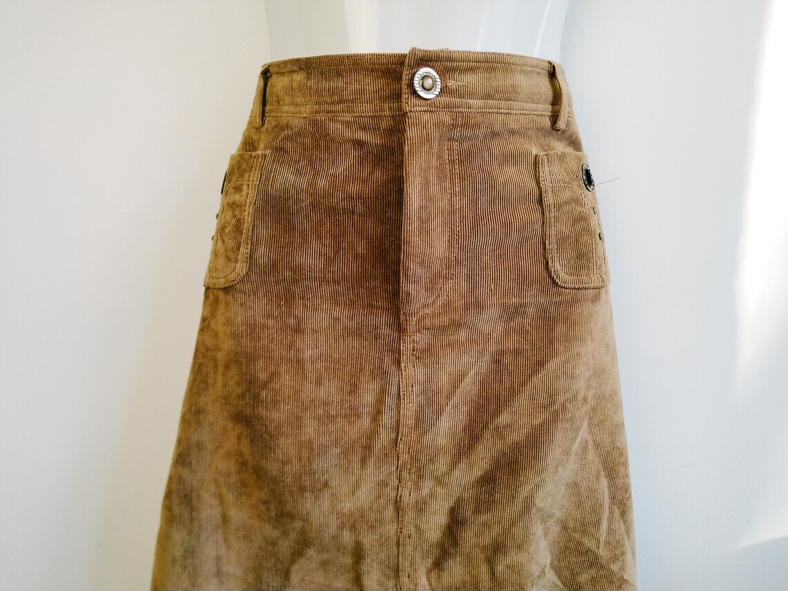 Vintage Brown Corduroy Skirt With Rhinestones Caramel / Sugar - Etsy