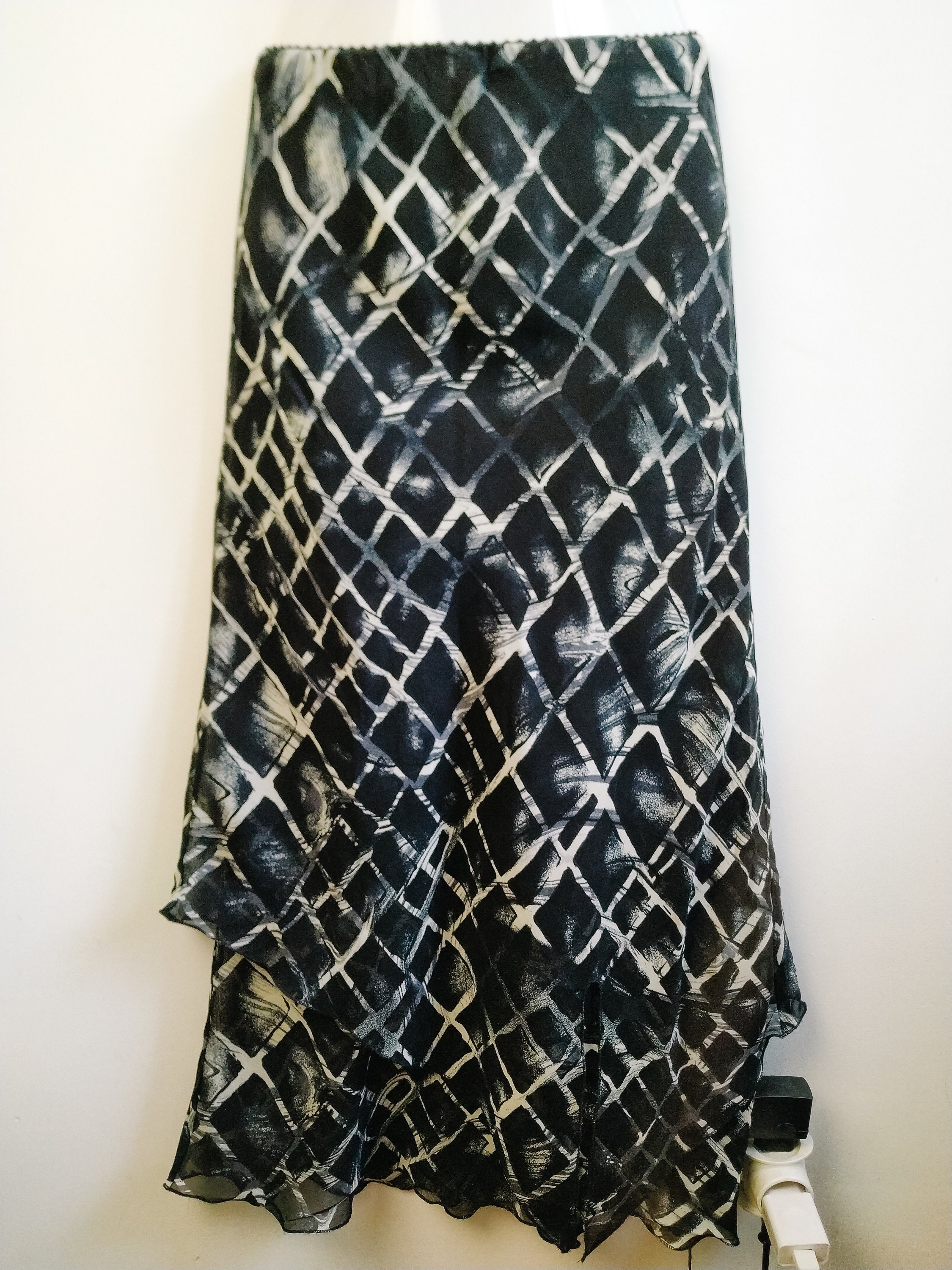 Vintage Graphite Gray Printed Skirt Ruches Layered Abstract - Etsy