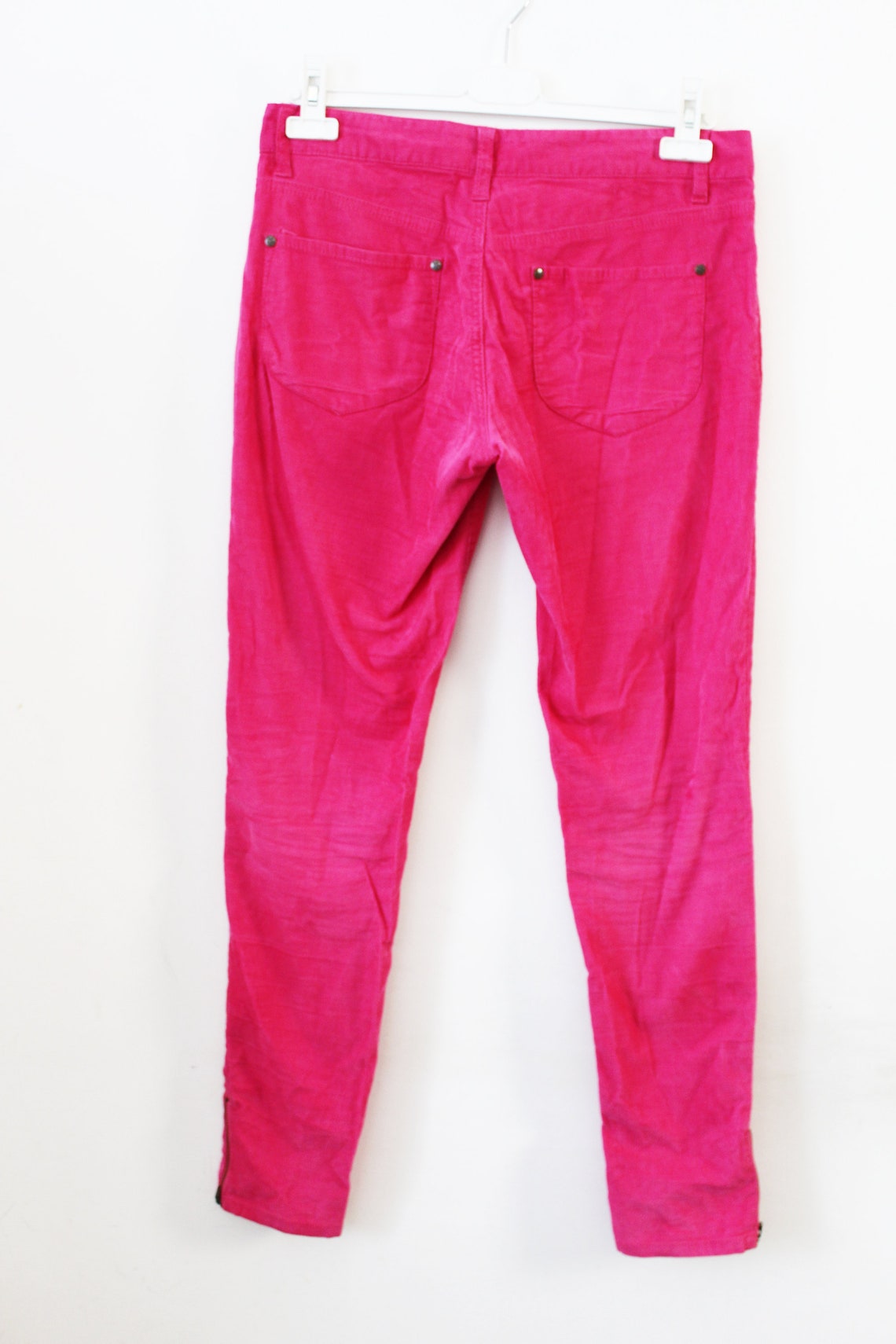 Vintage hot pink / fuchsia velvet pants L size GB 12 / UK 8 | Etsy