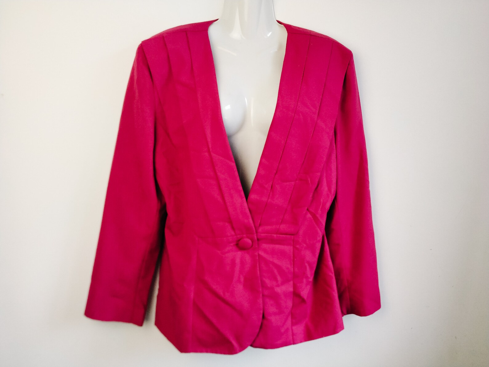 Vintage Hot Pink Jacket Blazer Magenta Jacket V Neck Rose Etsy