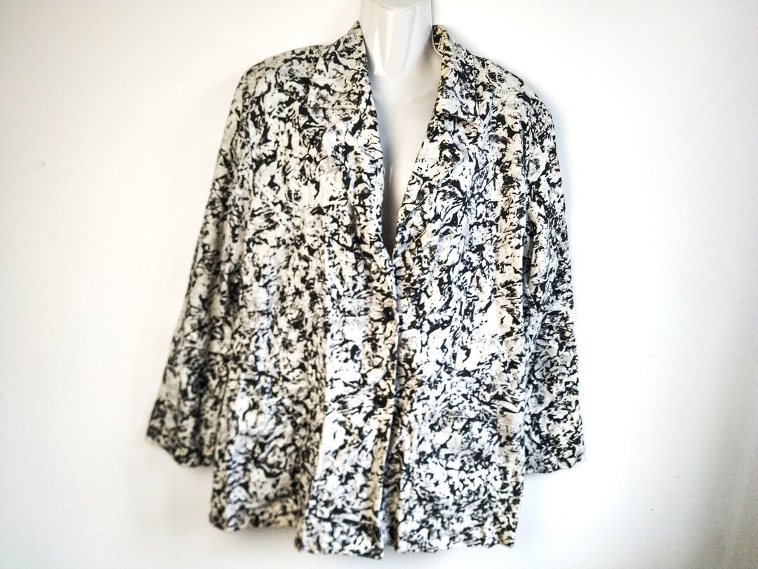 Vintage Black White Speckled Jacket Blazer Abstract Print - Etsy