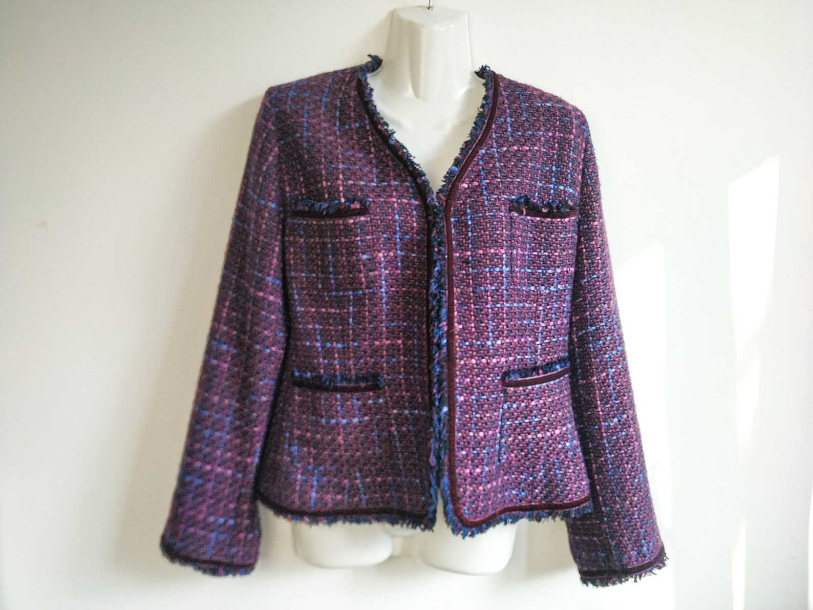 Vintage purple violet tweed jacket ML size Wool plum plaid Etsy