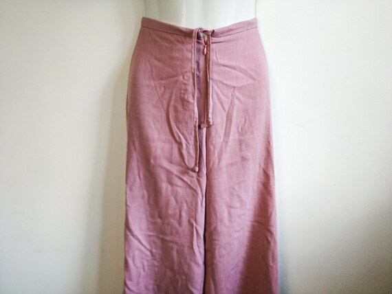 Vintage rose pink culottes, Bohemian linen cotton