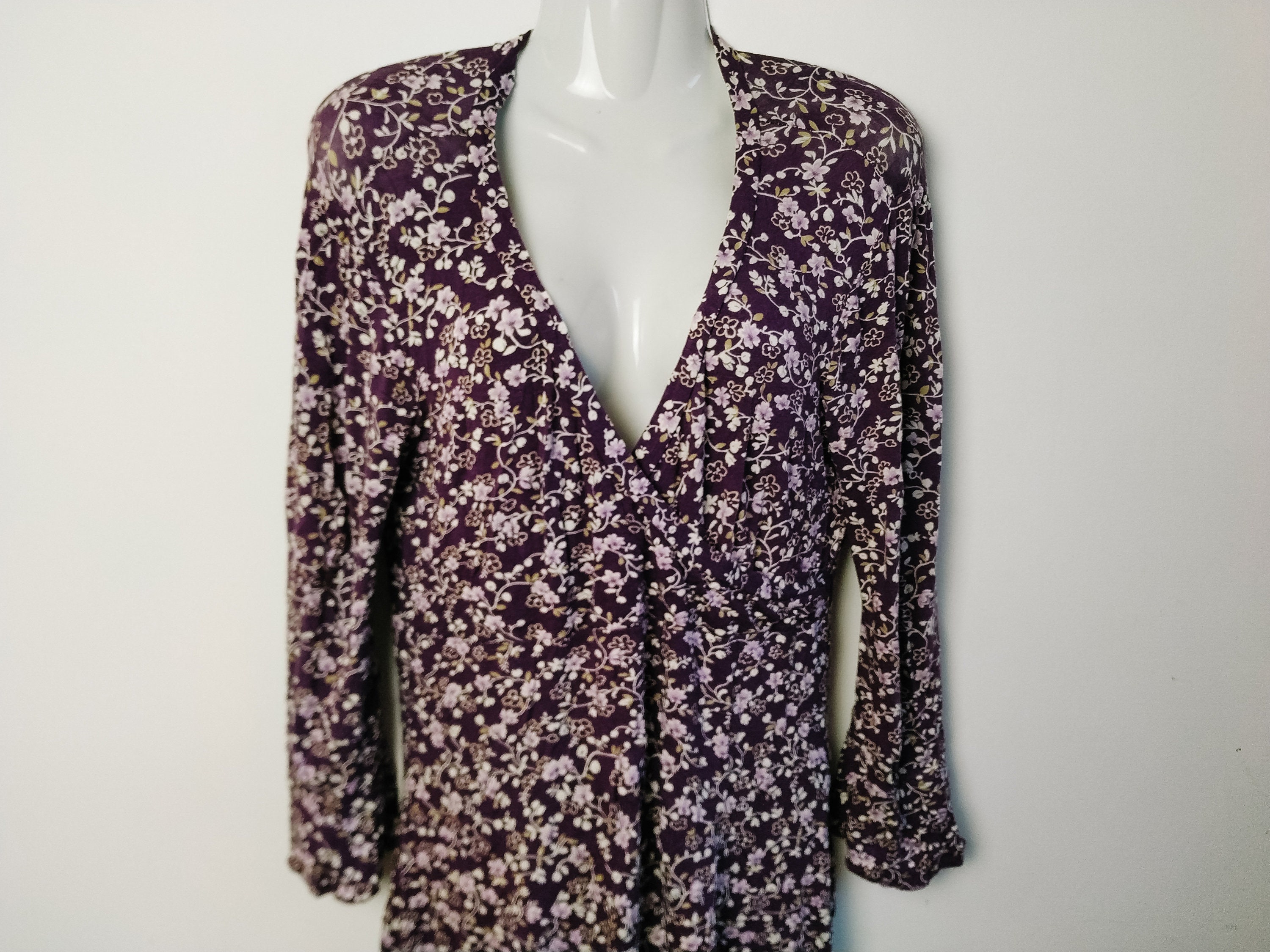 Vintage Purple Floral Dress Wrap Maxi Dress Purple Dress | Etsy