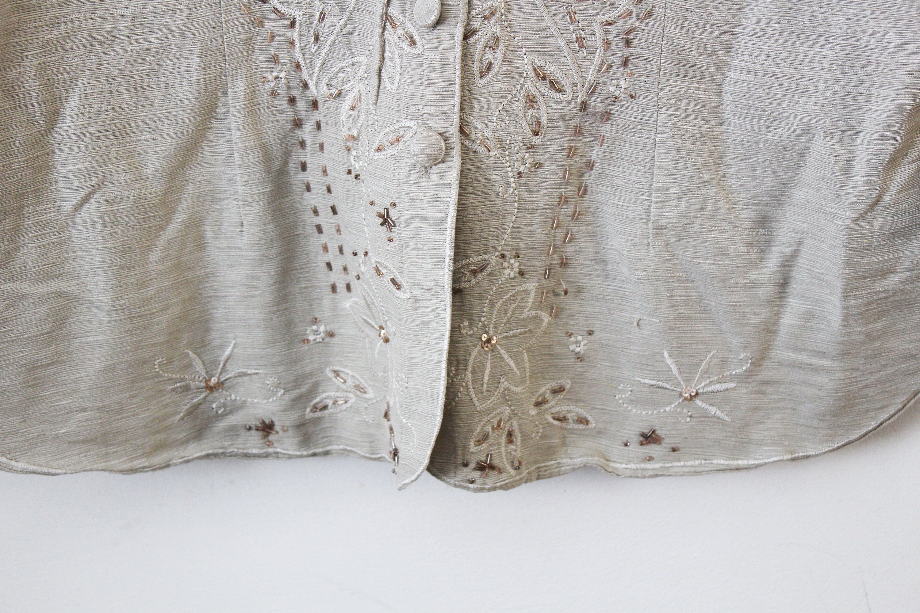 Vintage Beige / Sand 100% Silk Short Sleeve Hand Embroidered - Etsy