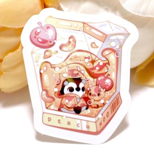 Stickers lait de pêche, lot d'autocollants brillants découpés, collection d'autocollants kawaii pour ordinateur portable, bébé mignon amateur de pingouins, décoration d'intérieur Bullet Journal