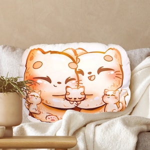 Gatito Almohada familiar, niños peluche animal peluche suave cojín lindo kawaii guardería cama decoración del sofá, gato gatito amor regalo para ella