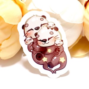 Sticker famille loutre, lot d'autocollants brillants découpés, collection d'autocollants pour ordinateur portable, bébé loutre amoureux, décoration de Bullet Journal, décoration d'intérieur