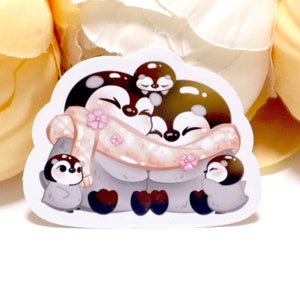 Sticker famille pingouin, lot d'autocollants brillants découpés, collection d'autocollants pour ordinateur portable, bébé pingouin amoureux, décoration de Bullet Journal, décoration d'intérieur