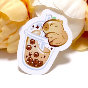 Capybara BBT Aufkleber ｜ Diecut Glossy Sticker Pack, Boba Tea Laptop Aufkleber, Capy Hot Spring Onsen Lover, Bullet Journal Dekoration, Home Decor