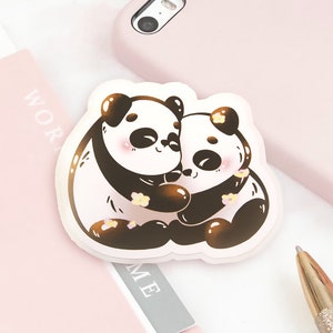 Panda Hug stickers, leuke sticker pack, kawaii bullet journal sticker, kinderen cadeau, cadeau voor haar, knuffel dieren sticker, laptop sticker