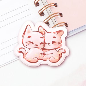 Pegatinas de abrazo de gatito, lindo juego de pegatinas de gato, pegatinas de bullet journal, regalo kawaii para niños, regalo para ella, pegatinas de animales, pegatinas para computadora portátil