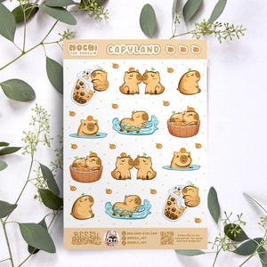 Capybara Sticker Bogen, Kawaii Sticker Pack Cute Baby Capy Onsen Hot Spring Lover Laptop Sticker Bullet Journal Home Decor Bujo Deco