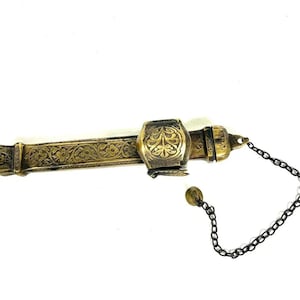 アンティーク 希少 博物館品質 1800 年代 オスマン帝国 ペルセ カジャール 手彫り カリグラフィー ペン ブロンズまたは真鍮製 ディビット オリジナル スタンプ シール カラムダン 8 インチ