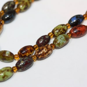 "Vintage Scottish Achat Jaspis Lapis Bead Doppelstrang Lange Halskette 45 CM 18 ""