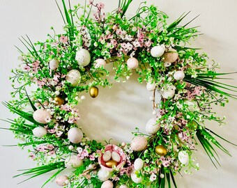 Easter and spring front door grapevine wreath