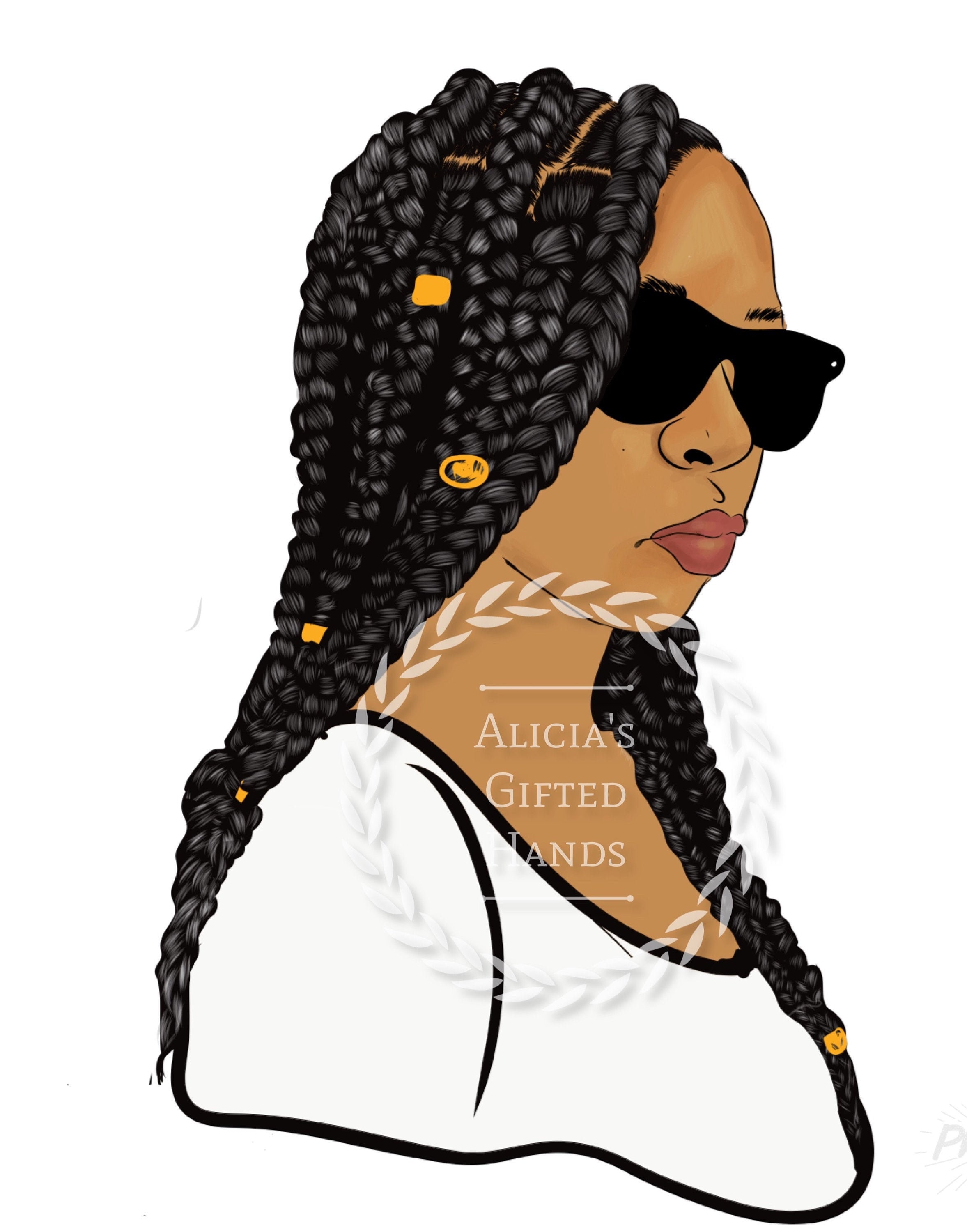 Box Braids,cornrows,black Girl, Sublimation,png,african American,beauty